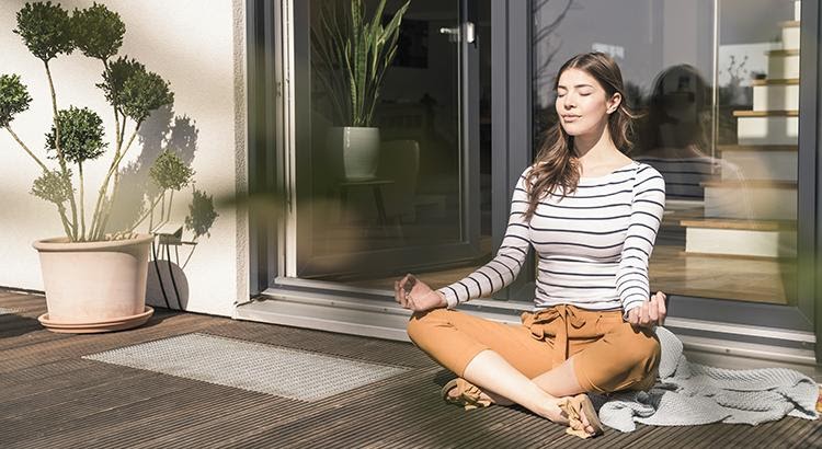 A girl meditating